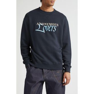 J.W.Anderson Anonymous Lovers Embroidered Jersey Sweatshirt in Washed Black at Nordstrom, Size X-Large