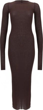 Rick Owens Rib LS Dress - Dames - Kleedjes - Bruin - S - Kleedjes