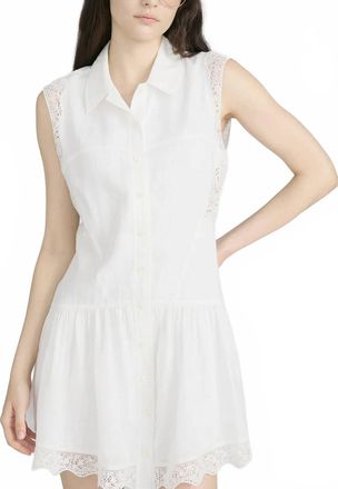 Frame Denim Embroidered Day Mini Dress In White