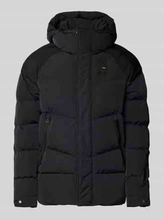 Blauer Steppjacke mit Label-Patch Modell CROWN in Black, Größe XXXL