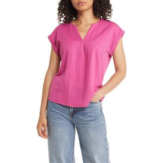 Bobeau Dolman Sleeve Piqu&eacute; T-Shirt in Fuchsia at Nordstrom Rack, Size X-Large