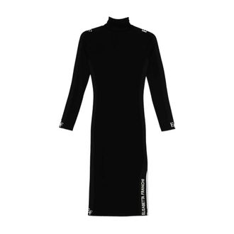 Elisabetta Franchi Zwarte Coltrui Jurk Lange Mouwen - Dames - Casual kleedjes - Zwart - S - Kleedjes