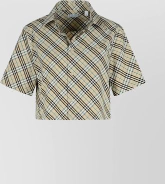 Burberry cropped checked cotton short-sleeve shirt