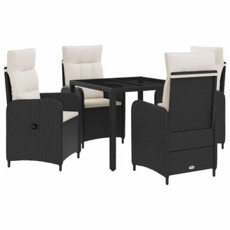 vidaXL Juego De Comedor Para Exteriores 5 Pcs Negro Y Blanco Crema Vidaxl