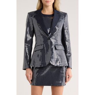 Cinq &agrave; Sept Skyla Sequin Jacket in Indigo/Clear at Nordstrom Rack, Size 2