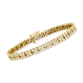 Ross-Simons 3.00- Bezel-Set Diamond 2-Row Tennis Bracelet in 14kt Yellow Gold