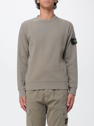 Stone Island Felpa girocollo in cotone con patch logo Compass