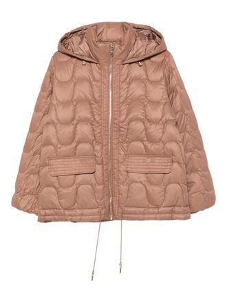 Liu Jo Beige Quilted Down Jacket With Zip And Pockets