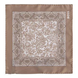 HUGO BOSS Hugo, Pocket Scarves, male, Beige, Size: ONE SIZE Silk Scarf with Print