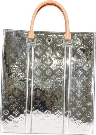 Louis Vuitton Sac Plat Bag Monogram Mirror Coated Canvas Silver Canvas Bag (Pre-Owned)