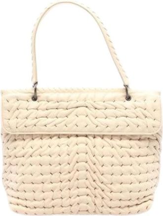 Bottega Veneta Pre-owned Lambskin Shoulder Bag - Dames - Vintage Schoudertas - Beige - ONE Size - Leer - Vintage