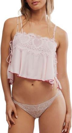 Free People Sweet Love Crop Pajama Camisole in Pink Ribbons at Nordstrom Rack, Size Medium