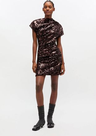 Ganni Brown Sequins Mini Dress - Size 34