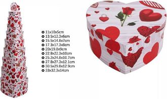 Trade Shop Trade Shop - Set 10 Pz Scatole Regali Varie Misure Matrioska Forma Cuore Fantasia Cuori 71971