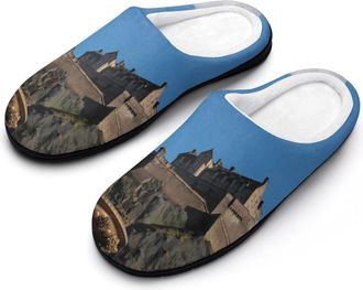 Generic Edinburgh Castle Fontana Slippers Men Winter Warm Cotton Anti-Slip Indoor Slip-Ons House Shoes