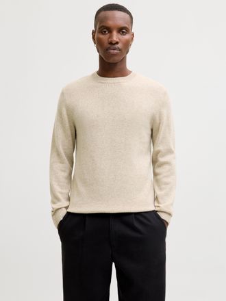 Jack & Jones Rundhalspullover JACK & JONES JPRBLULAMBSWOOL KNIT CREW NECK, Herren, Gr. M, silber lining detail:melange, Strick, Obermaterial: 100% Wolle, meliert, 