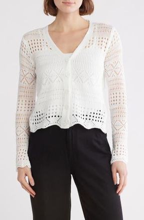 Forgotten Grace Open Stitch Cardigan in White at Nordstrom Rack, Size Large