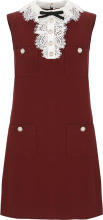 Self Portrait Sleeveless Mini Dress With Lace Collar And Jewel Accents