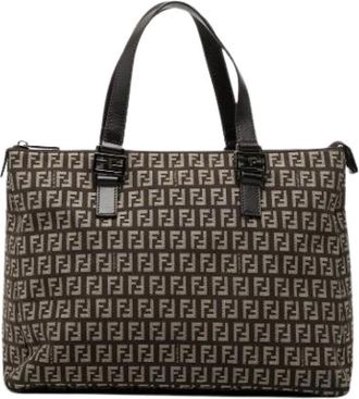 Fendi Pre-owned Tote Bags, female, Brown, Size: ONE SIZE Pre-owned Canvas Tote