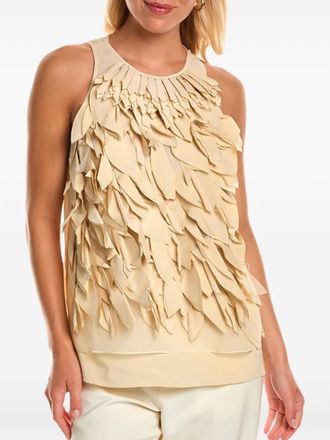 Brunello Cucinelli Blouse met geplooide bloemblaadjes - Beige