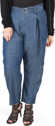 Standards & Practices Marina Belted Paperbag Waist Pants in Blue at Nordstrom, Size 1X