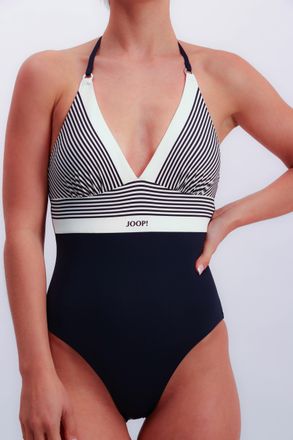 Joop Badeanzug JOOP Stripes, Damen, Gr. 34, N-Gr, blau (navy stripe), Microfaser, Obermaterial: 83% Polyamid, 17% Elasthan, gestreift, Badeanz&uuml;ge Badeanzug