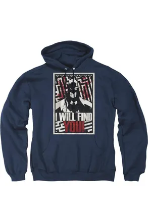 Gildan Batman I Will Fnd You Adult Pull Over Hoodie / Hooded Sweatshirt