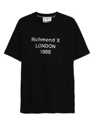 【関税 送料無料】JOHN RICHMOND コットン ロゴ Tシャツ Black t-shirt with John Richmond logo