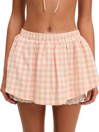 For Love & Lemons Womens Petal Gingham Skort In Peach