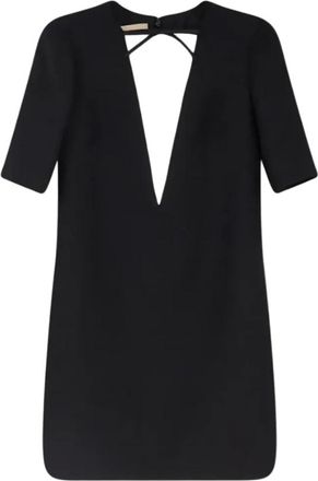 Valentino Bow Detailed Short-Sleeved Dress - Dames - Korte kleedjes - Zwart - M - Kleedjes