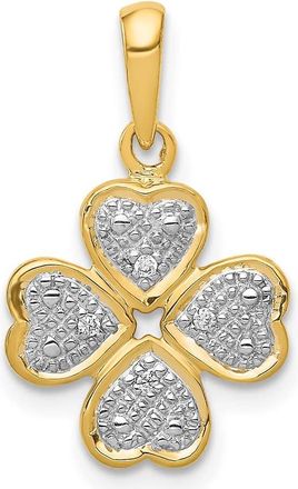 Diamond2Deal 14k Yellow Gold Diamond Four Leaf Clover Pendant