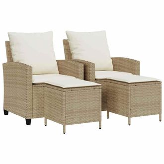 vidaXL Conjunto De Sof&aacute; De Jard&iacute;n De 4 Piezas Con Cojines, Polirat&aacute;n Beige Vidaxl