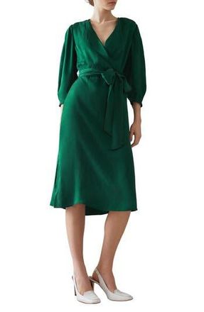 L.k. Bennett Iris Long Sleeve Wrap Dress in Gre-Green at Nordstrom Rack, Size 8