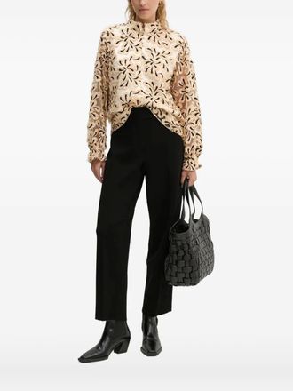 Bruuns Bazaar Shirt met geborduurde bloemen - Beige