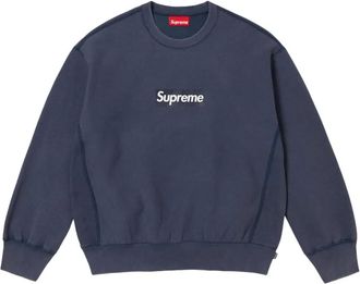 SUPREME Felpa con logo effetto schiarito SS 25 - Navy - Blu