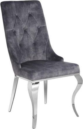 Global Interiors Stuhl Modern Barock mit Löwenkopf - Edelstahl/Grau