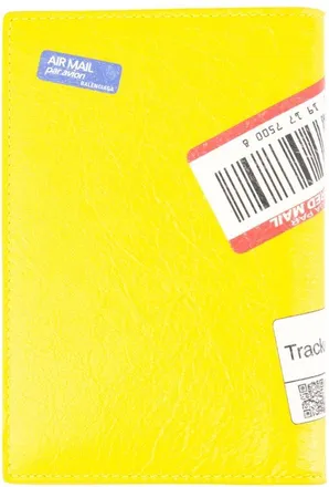 Balenciaga Unisex Cash Passport Holder - Balenciaga Leather Yellow Lambskin Accessories Passport-Holder