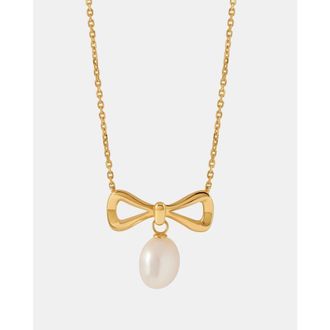 Edge of Ember Bow Pearl Necklace at Nordstrom, Size 18