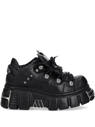 New Rock M-120N-C26 lace-up platform trainers - unisex - Calf Leather/Rubber/Calf Leather - 36 - Black