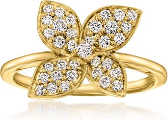 Ross-Simons Lab-Grown Diamond Flower Ring in 18kt Gold Over Sterling