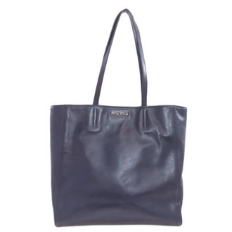 Miu Miu Navy Leather Tote Bag (Pre-Owned)