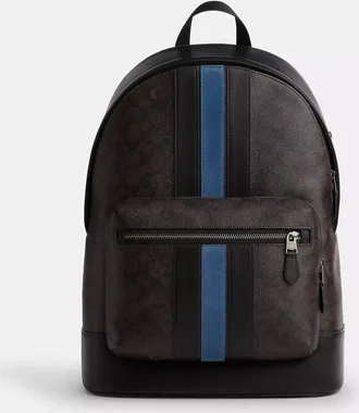 Coach West Backpack In Signature Canvas With Varsity Stripe