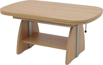 Hela home24 Modoform Couchtisch Minot Spanplatte Buche Dekor Modern Höhenverstellbar/Ausziehbar 107x52x67 cm (BxHxT)