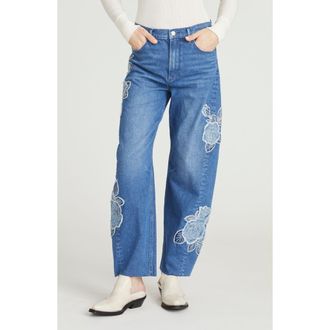 Free People Parker Rose Patchwork Barrel Leg Jeans in Medium Wash at Nordstrom Rack, Size 32