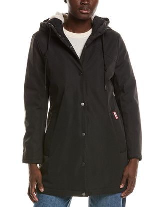 Hunter Billie Canvas Mid Length Hooded Rain Jacket