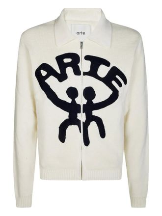 Arte logo cardigan - men - Cotton - L - Neutrals