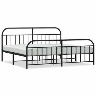 Berkfield Home Metal Bed Frame with Headboard & Footboard Black 193x203 cm