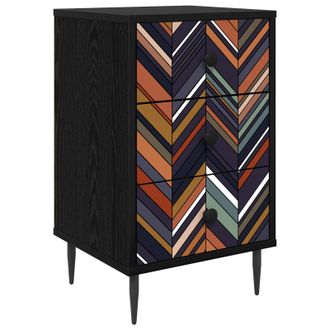 vidaXL Mesa De Noche Ommen Roble Negro 36 X 33 X 61 Cm Vidaxl