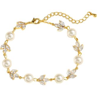 Untamed Petals Forever Pearl and Crystal Bracelet in Gold at Nordstrom