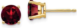 Diamond2Deal 14k Yellow Gold 6mm Garnet Earrings